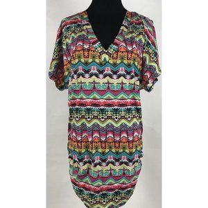 Jantzen Bathing suit Stretch‎ Cover Up Dress Ruched Geometric Size Small